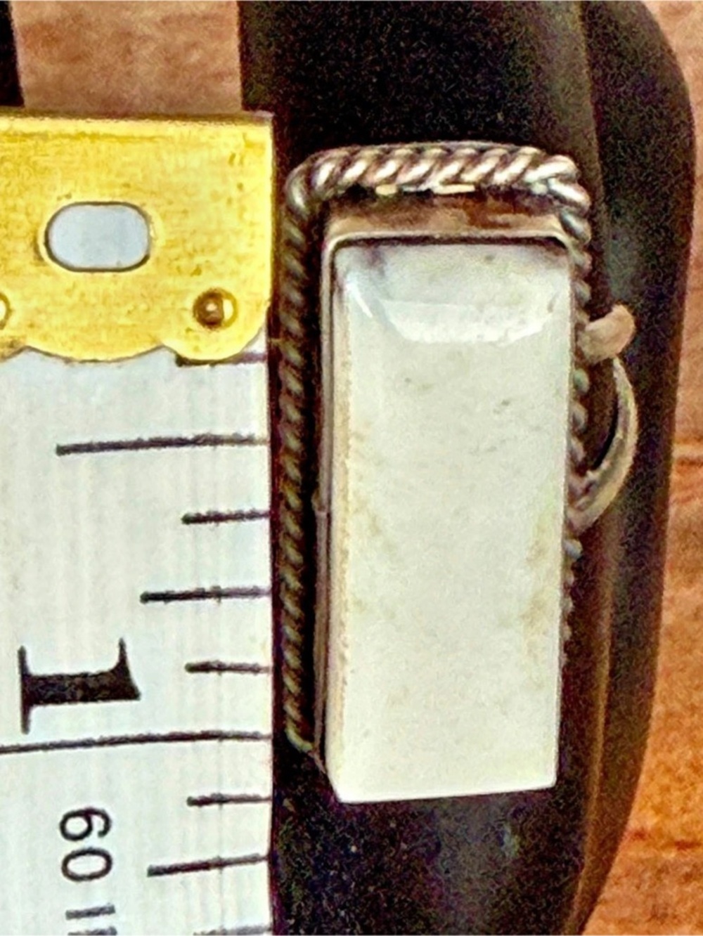 White Buffalo Rectangular Stone Statement Ring - Picture 6 of 6